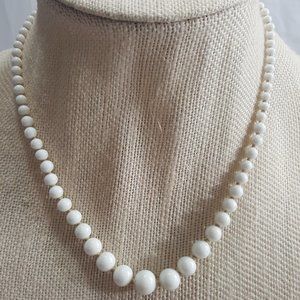 Vintage Milk Glass Necklace 16"